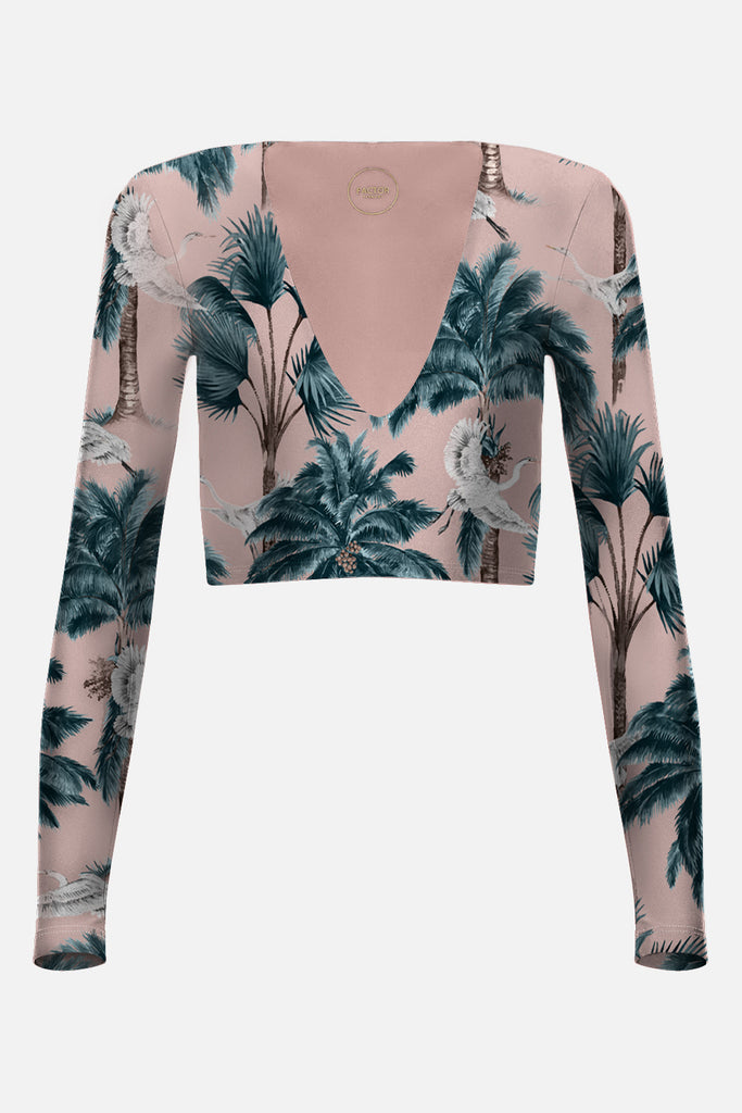 The Crop Plunge Silhouette - Pink Sand Heron Print